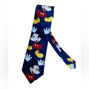 The Disney Store Navy Blue Mickey Mouse Silk Necktie By Designer Cervantes